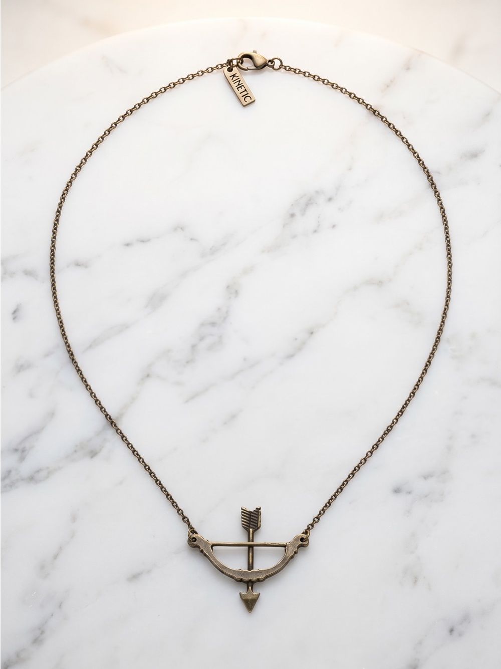 Bronze Cupid Bow & Arrow Pendant Necklace New